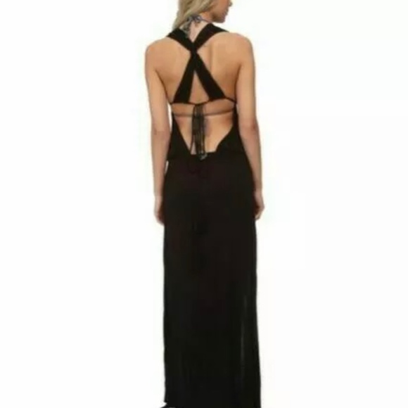 Vix Women's Sofia by Vix Solid Black Crossed black Long Dress - Picture 1 of 4